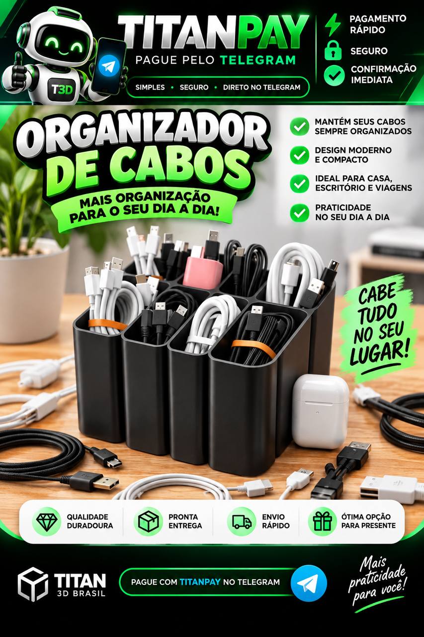 Organizador de Cabos USB e Carregadores para Gavetas e Armários | Design Elegante | Pronta Entrega